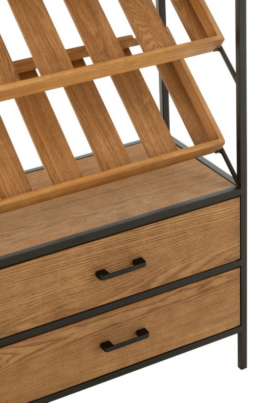 J-Line J Line armoires bar meubles Meuble Bar Wine Placage Naturel Noir Large.