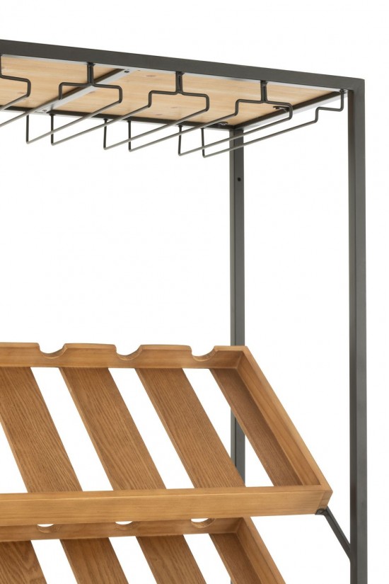 J-Line Mobile Bar Wine Impiallacciatura Naturale/Nero Large.