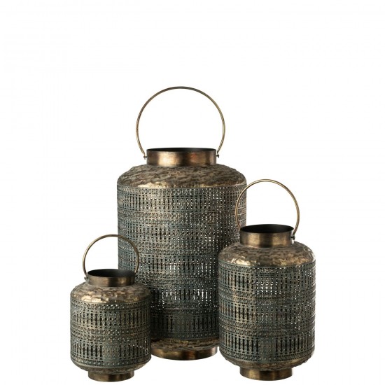 Jolipa Lanterne Antique Cylindre Fer Bronze Large.