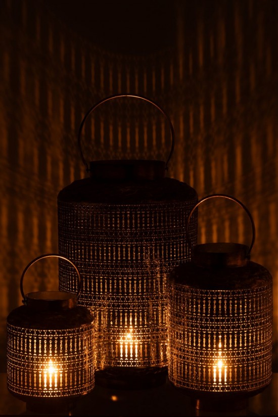 J-Line J Line lanternes photophores Lanterne Antique Cylindre Fer Bronze Large.