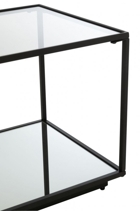 J-Line J Line tables de salon basse Table Basse Fer Verre Noir Small.