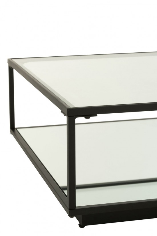 J-Line J Line tables de salon basse Jolipa Table Basse Fer Verre Noir Large.