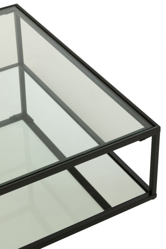 Jolipa Table Basse Fer Verre Noir Large.