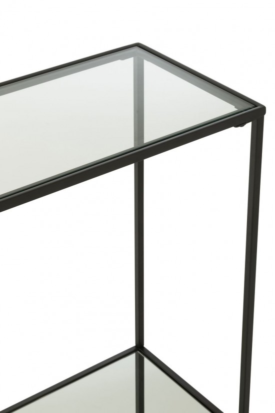 J-Line J Line tables de drapier murales Console Fer Verre Noir.