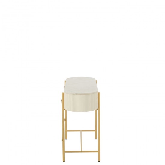 J-Line J Line tables de drapier murales Jolipa Console Mdf Marbre Métal Blanc Doré.