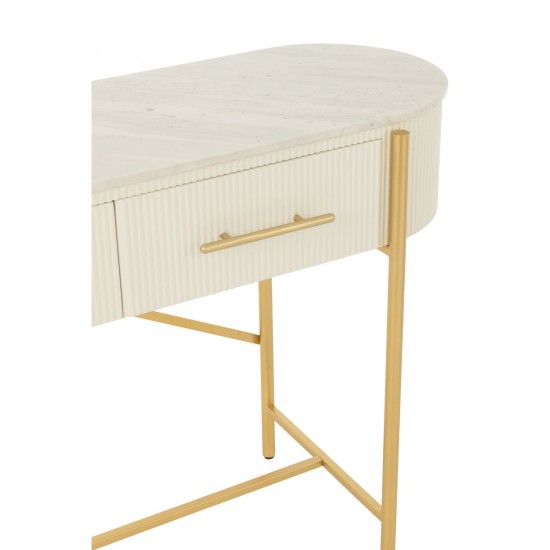 J-Line J Line tables de drapier murales Console Mdf Marbre Métal Blanc Doré.