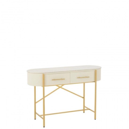J Line Console Mdf Marbre Métal Blanc Doré L121xB43xH80 cm Jline 55935 by Jolipa 55935.
