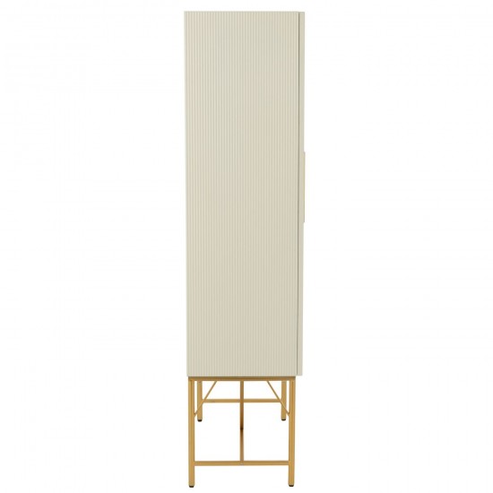 J-Line J Line armoires avec portes Jolipa Commode Mdf Métal Blanc Doré.