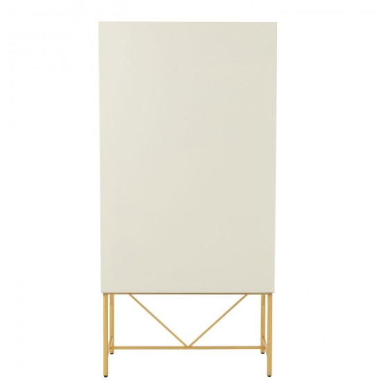 Jolipa Commode Mdf Métal Blanc Doré.