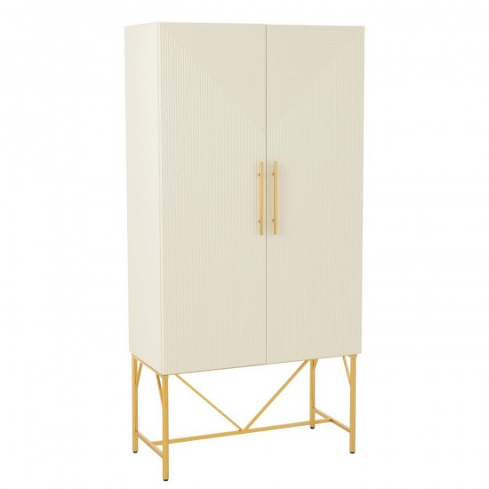 J Line Commode Mdf Métal Blanc Doré L90xB45xH185 cm Jline 55936 by Jolipa 55936.