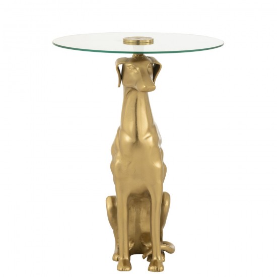 J-Line J Line tables d appoint bouts de canapé Jolipa Table D Appoint Dog Base Aluminium Verre Doré.