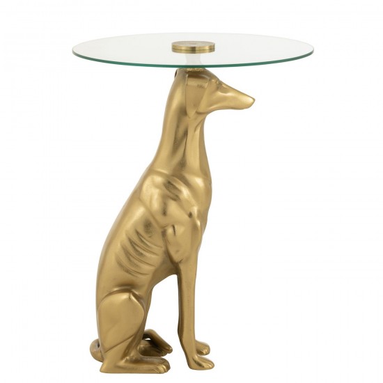 J-Line J Line tables d appoint bouts de canapé Table D Appoint Dog Base Aluminium Verre Doré.