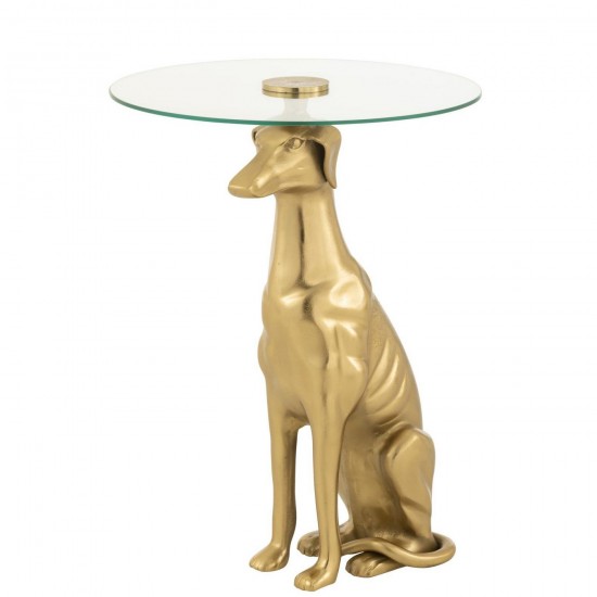 J Line Table D'Appoint Dog Base Aluminium Verre Doré L46xB46xH58 cm Jline 55940 by Jolipa 55940.