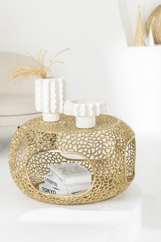 J-Line J Line tables de salon basse Table Basse Aluminium Doré Small.