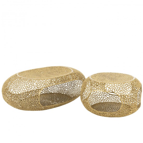 J-Line J Line tables de salon basse Table Basse Ovale Aluminium Doré Large.