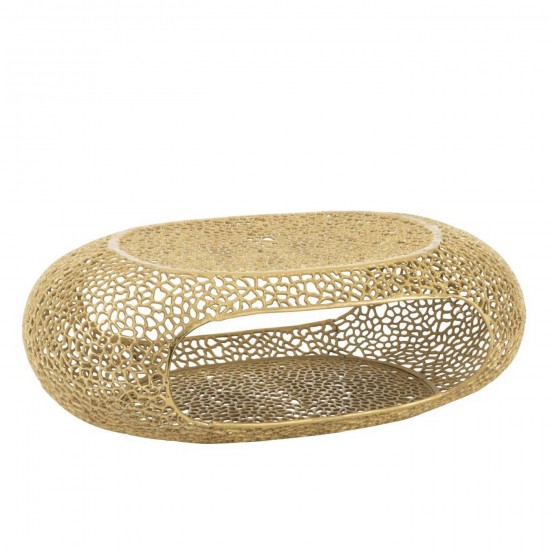 J Line Table Basse Ovale Aluminium Doré Large L118xB70xH41 cm Jline 55945 by Jolipa 55945.