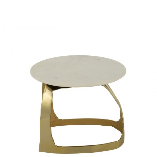 J-Line J Line tables d appoint bouts de canapé Jolipa Table D Appoint Aluminium Pierre Doré Blanc Small.