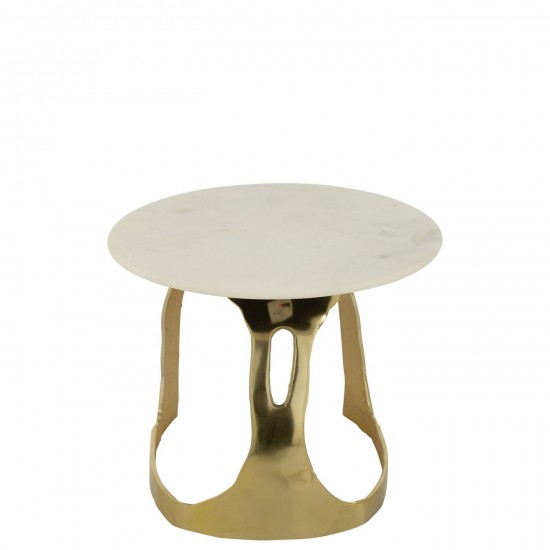 Jolipa Table D Appoint Aluminium Pierre Doré Blanc Small.
