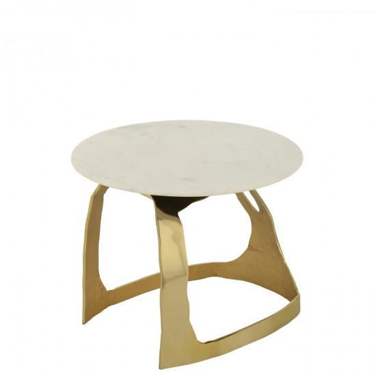 J Line Table D'Appoint Aluminium Pierre Doré Blanc Small L51xB51xH38 cm Jline 55947 by Jolipa 55947.