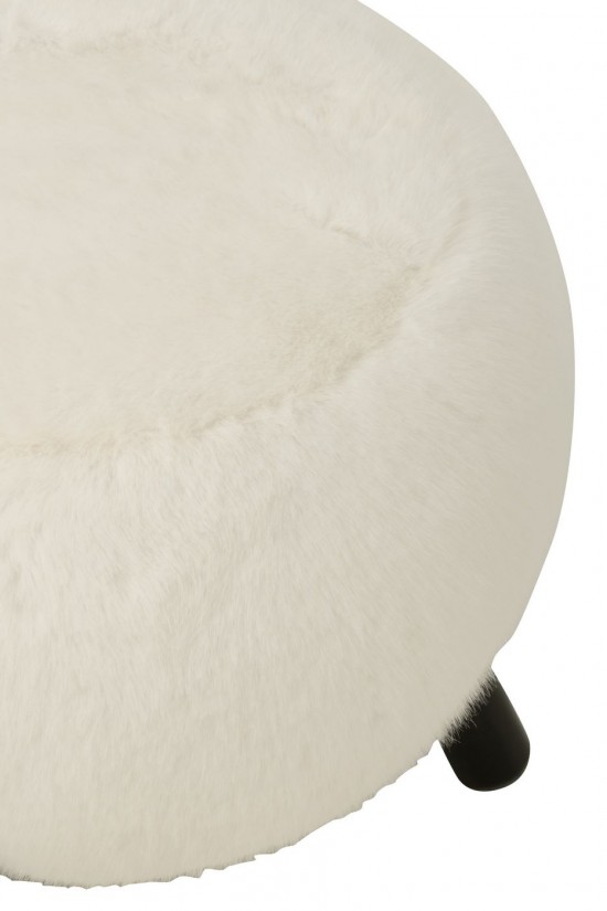 Jolipa Tabouret Fur With Wooden Legs Bois Blanc.