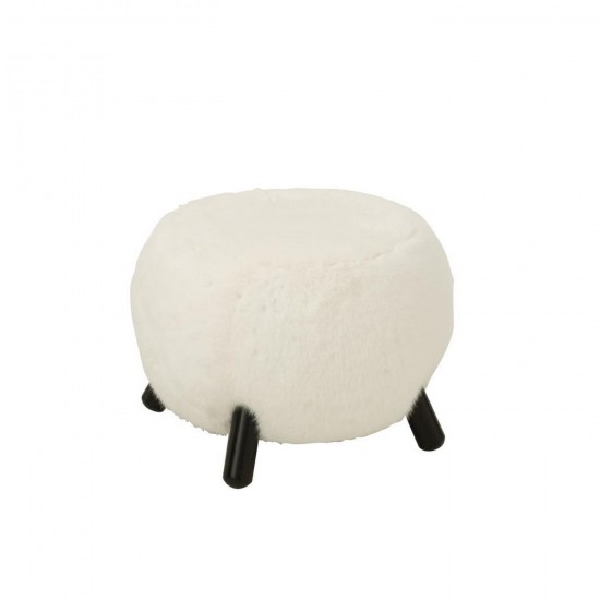 J Line Tabouret Fur With Wooden Legs Bois Blanc L53xB53xH40 cm Jline 55954 by Jolipa 55954.