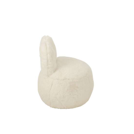 J-Line J Line tabourets ronds Jolipa Tabouret Fur With Bunny Ears Bois Blanc.