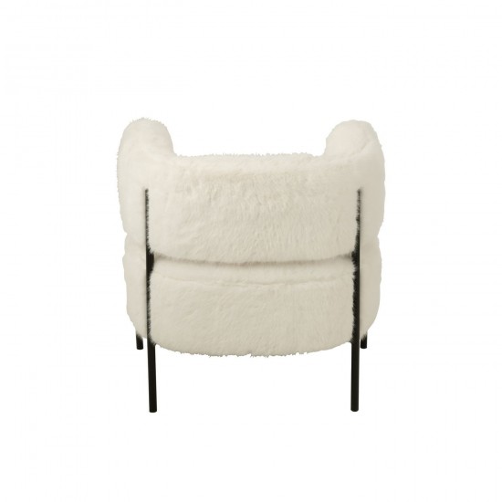 Jolipa Fauteuil Fur With Metal Legs Bois Blanc.