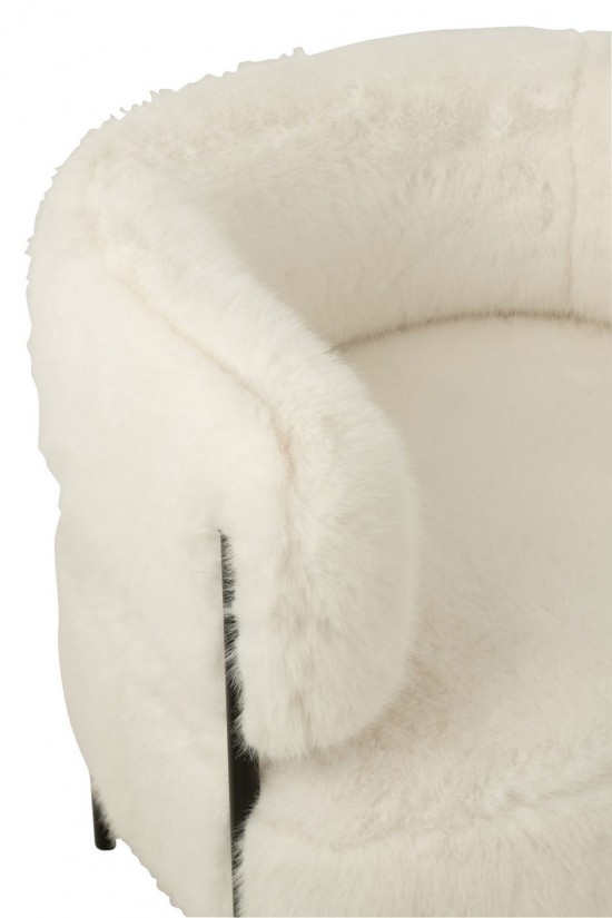 J-Line J Line fauteuils Fauteuil Fur With Metal Legs Bois Blanc.