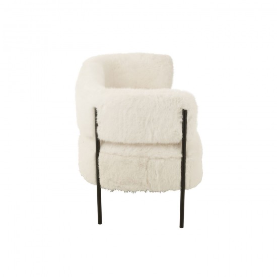 J-Line J Line fauteuils Jolipa Canapé 2 Places Fur With Metal Legs Bois Blanc.