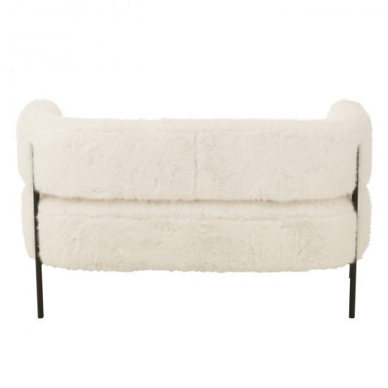 Jolipa Canapé 2 Places Fur With Metal Legs Bois Blanc.
