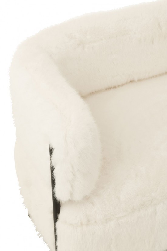 J-Line J Line fauteuils Canapé 2 Places Fur With Metal Legs Bois Blanc.