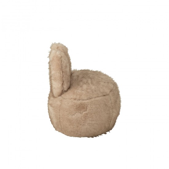 J-Line J Line tabourets ronds Jolipa Tabouret Fur With Bunny Ears Bois Taupe.