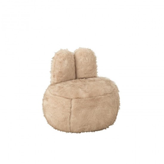J Line Tabouret Fur With Bunny Ears Bois Taupe L58xB45xH56 cm Jline 55960 by Jolipa 55960.