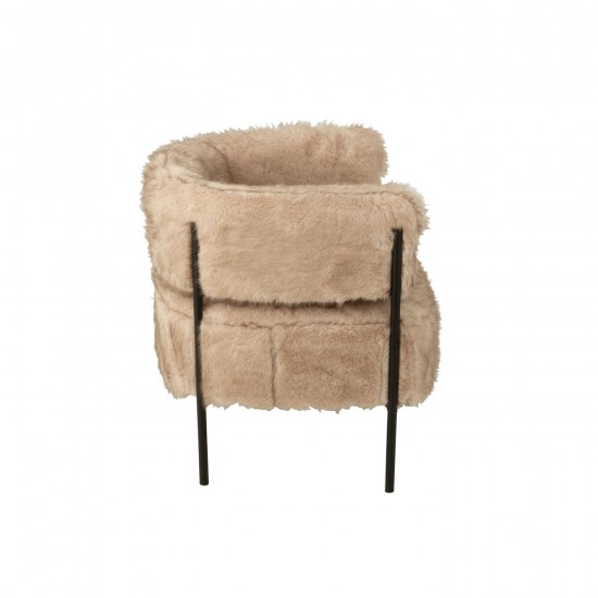 J-Line J Line fauteuils Jolipa Fauteuil Fur With Metal Legs Bois Taupe.