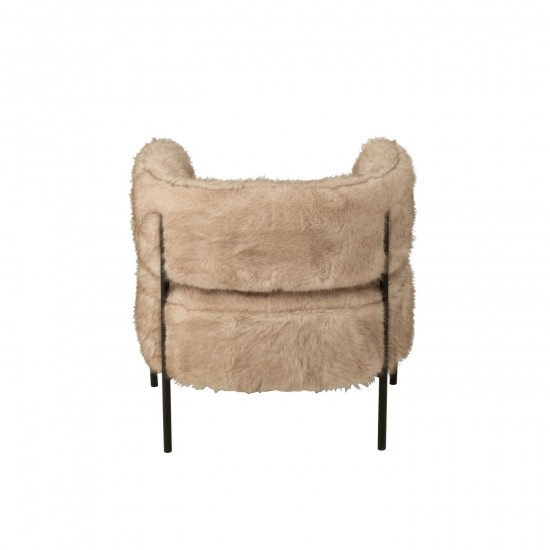 Jolipa Fauteuil Fur With Metal Legs Bois Taupe.