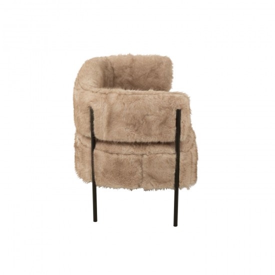 J-Line J Line fauteuils Jolipa Canapé 2 Places Fur With Metal Legs Bois Taupe.