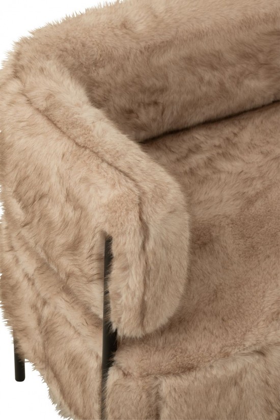 J-Line J Line fauteuils Canapé 2 Places Fur With Metal Legs Bois Taupe.