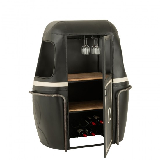 Jolipa Mobile Bar Cabinovia Ferro/Legno Di Mango Nero/Bianco.