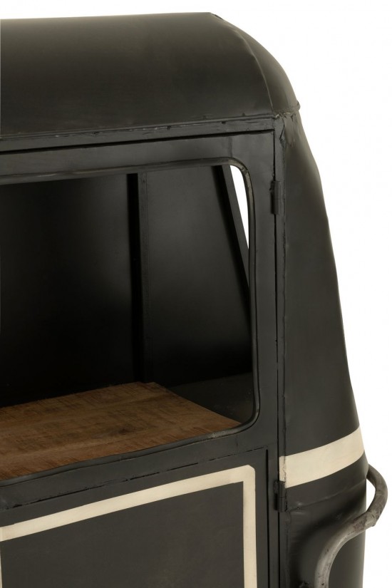 J-Line J Line armoires bar meubles Meuble Bar Téléphérique Fer Bois De Manguier Noir Blanc.