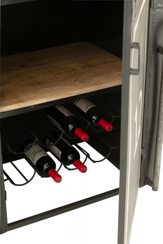 J-Line Mueble Bar Teleférico Plancha/Madera De Mango Negro/Blanco.