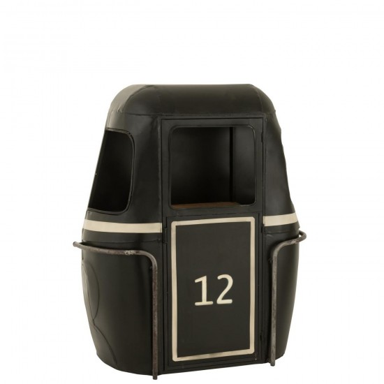 J Line Meuble Bar Téléphérique Fer Bois De Manguier Noir Blanc L135xB47xH154 cm Jline 55965 by Jolipa 55965.