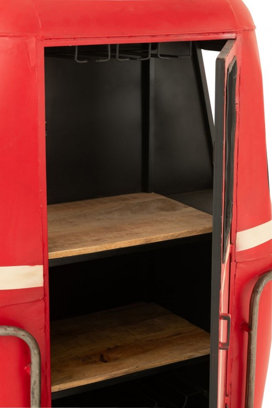 J-Line J Line armoires bar meubles Meuble Bar Téléphérique Fer Bois De Manguier Rouge Blanc.