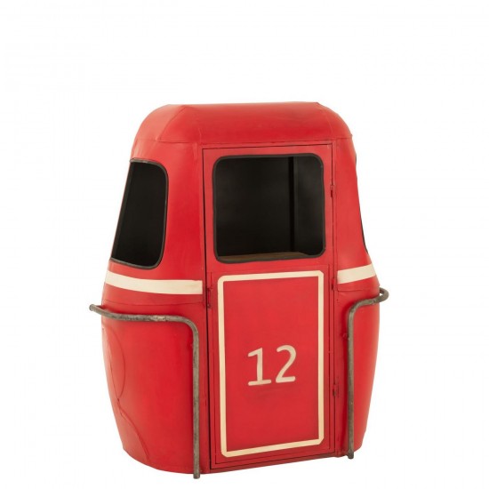 J Line Meuble Bar Téléphérique Fer Bois De Manguier Rouge Blanc L135xB47xH154 cm Jline 55966 by Jolipa 55966.