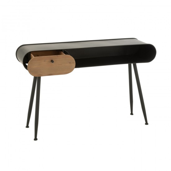 J-Line Consolle Wood And Metal Table Console Legno Di Abete Nero/Beige Chiaro.
