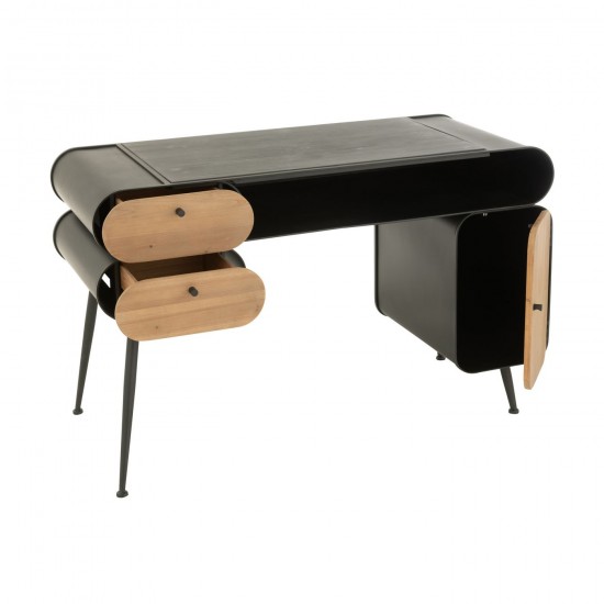 J Line Bureau Bois De Sapin Noir Beige Clair L132xB57xH81 cm Jline 55970 by Jolipa 55970.