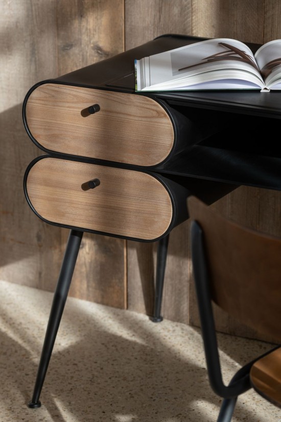 Jolipa Escritorio Madera De Abeto Negro/Beige Claro.