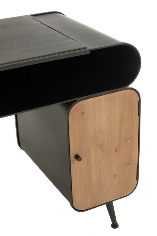 J-Line Scrivania Legno Di Abete Nero/Beige Chiaro.