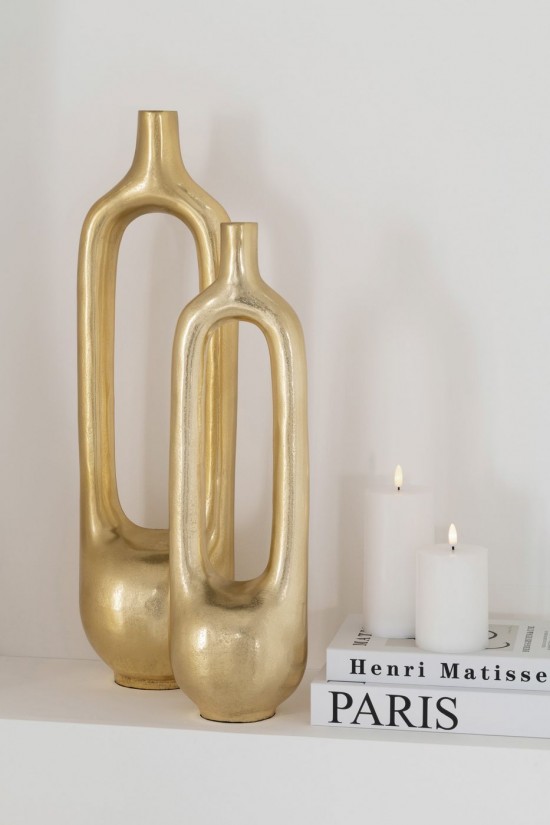 Jolipa Vase Interieur Creux Aluminium Doré Large.