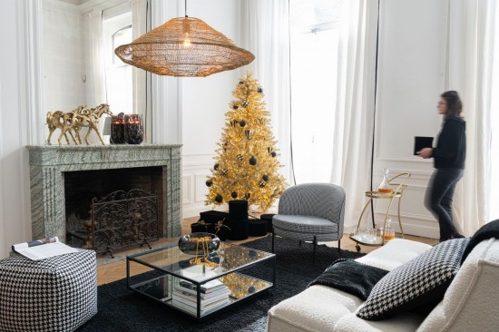 J-Line Sillón Pied De Poule Plancha Negro/Blanco.