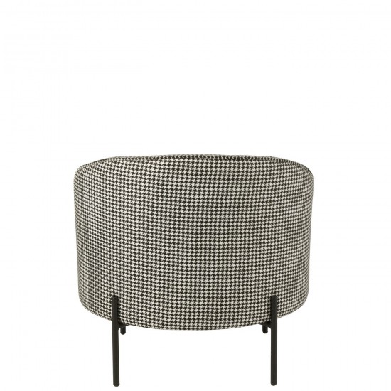 Jolipa Fauteuil Pied De Poule Fer Noir Blanc.